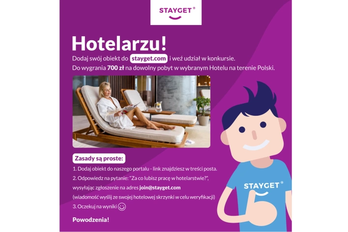 Portal rezerwacyjny www.stayget.com zaprasza serdecznie do współpracy - do wygrania nagrody!