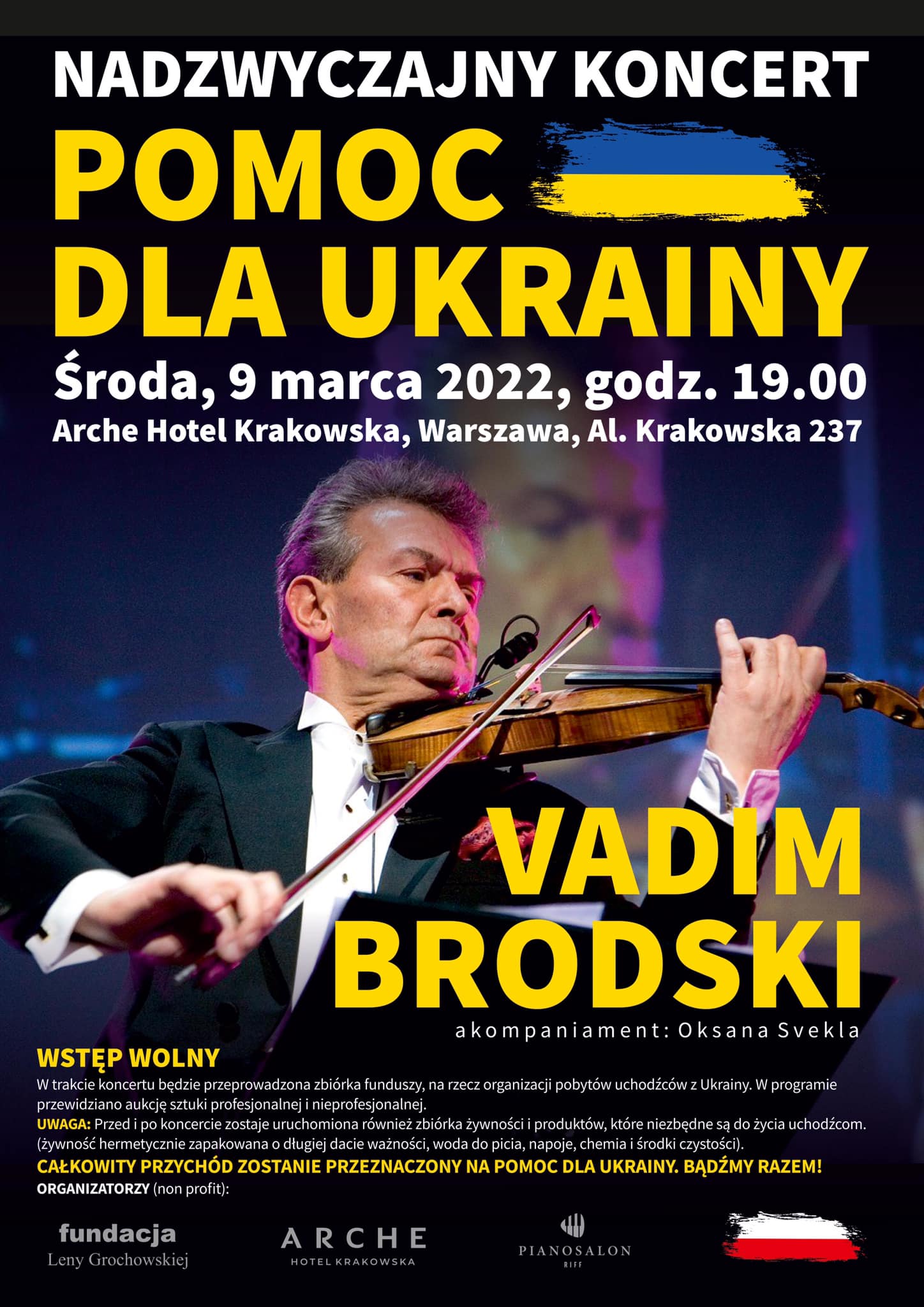koncert w Arche Hotel Krakowska pomoc dla Ukrainy
